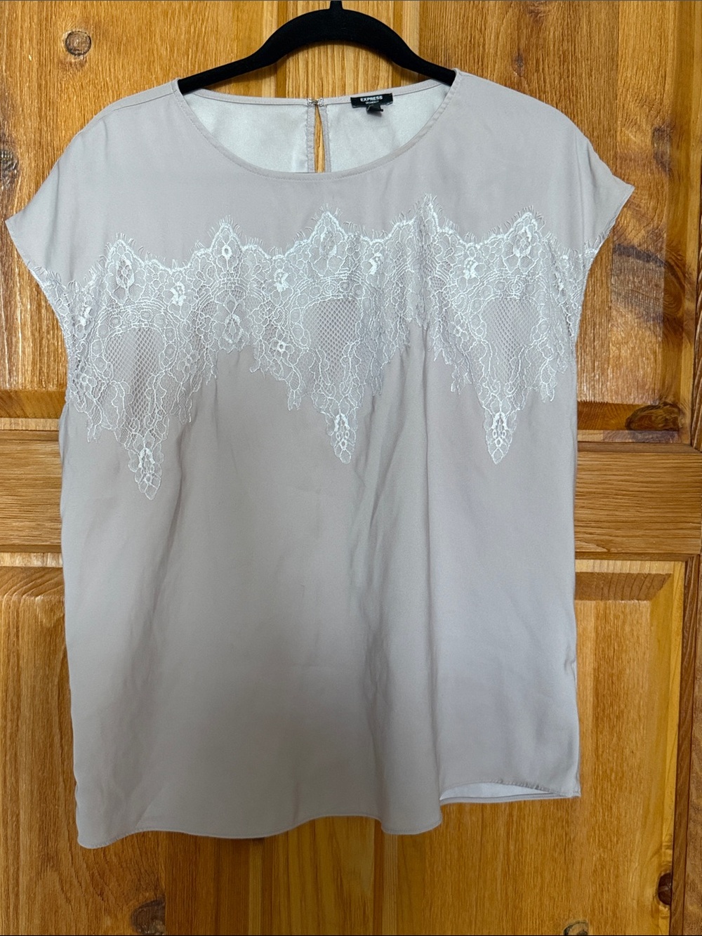 Express Women’s Blush Lace Detail Cap Sleeve Top